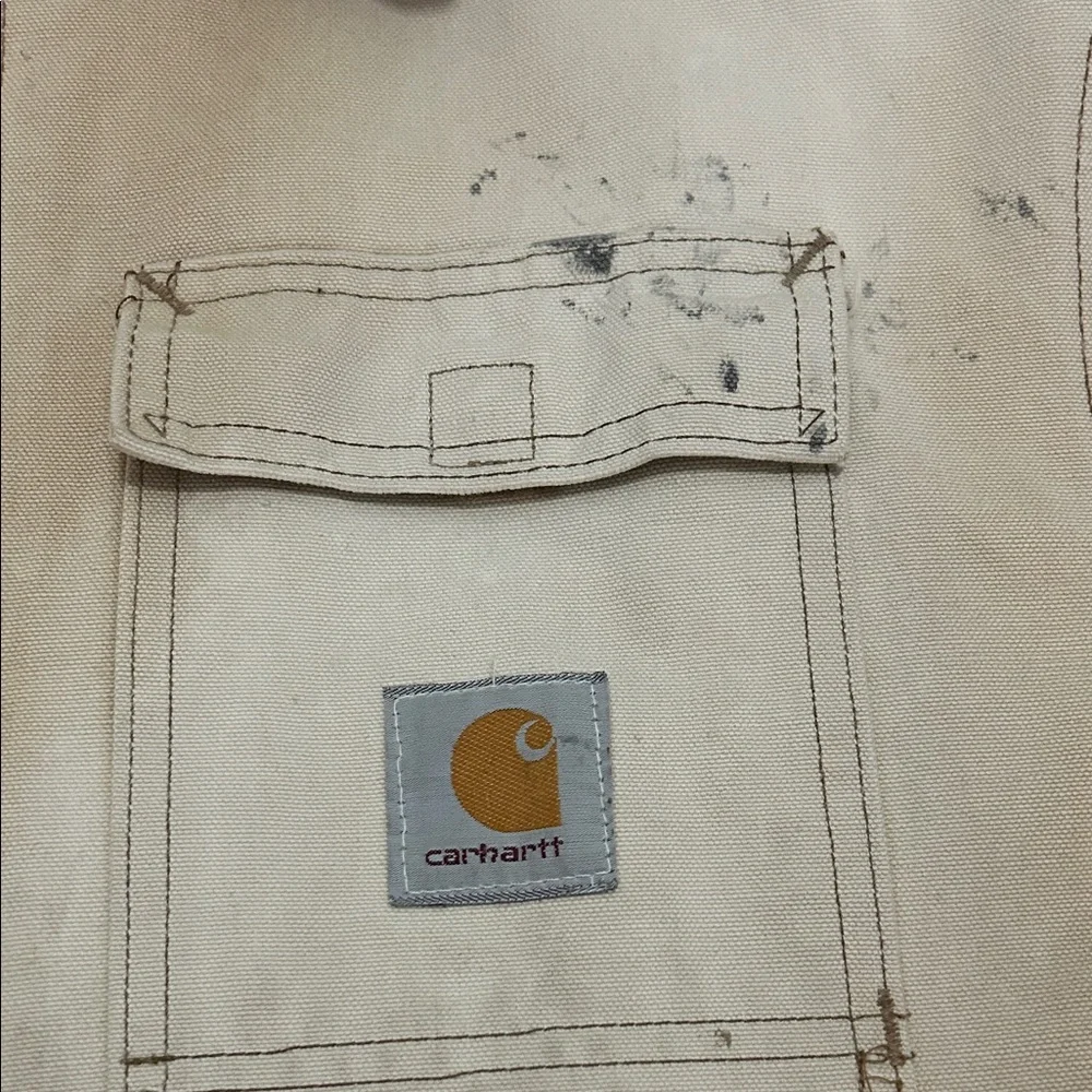 Vintage Carhartt Jacket XL Tan Thrashed Distressed Quilted Chore Barn - Picture 3 of 16